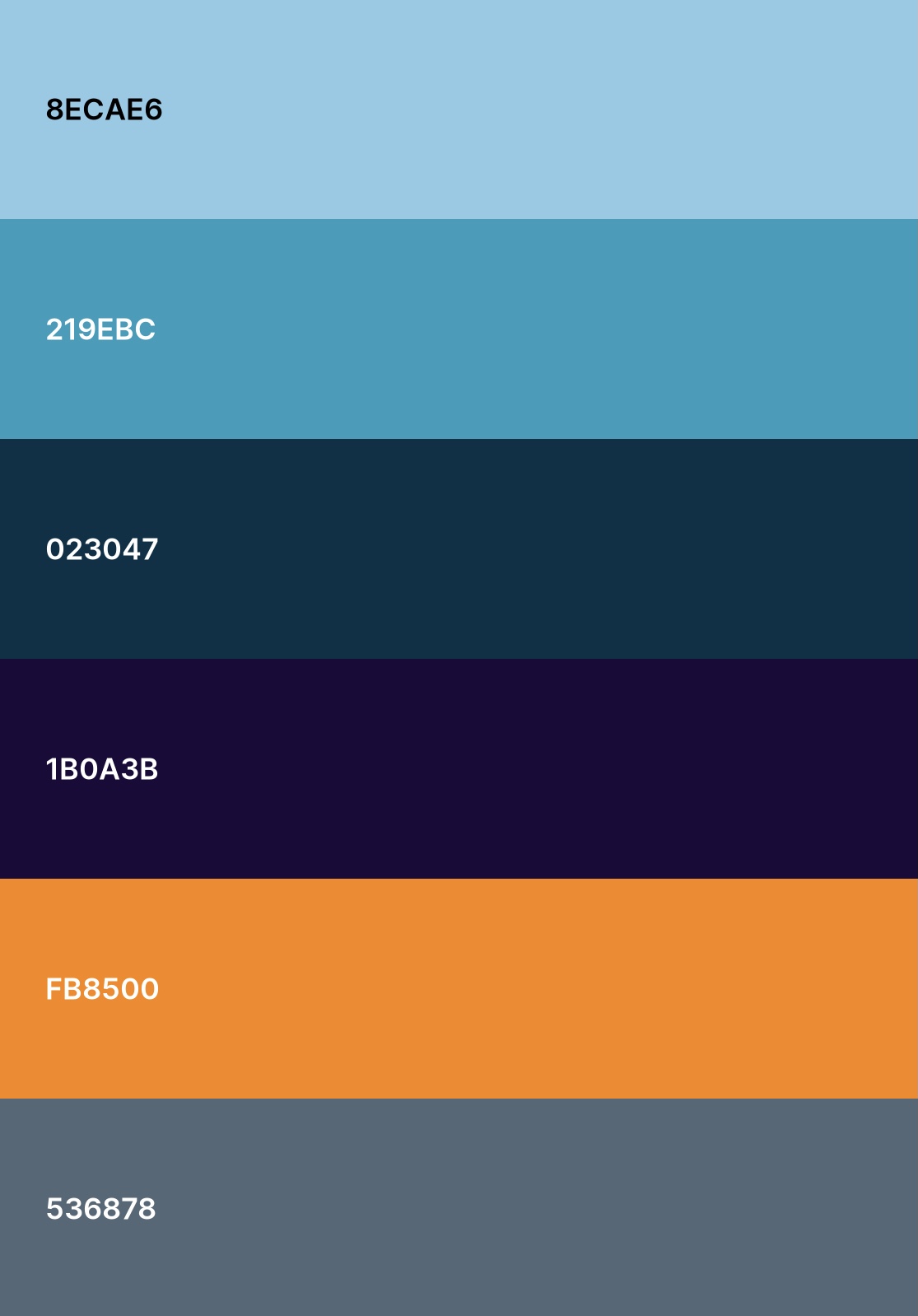 Graphic showing Color scheme for site.